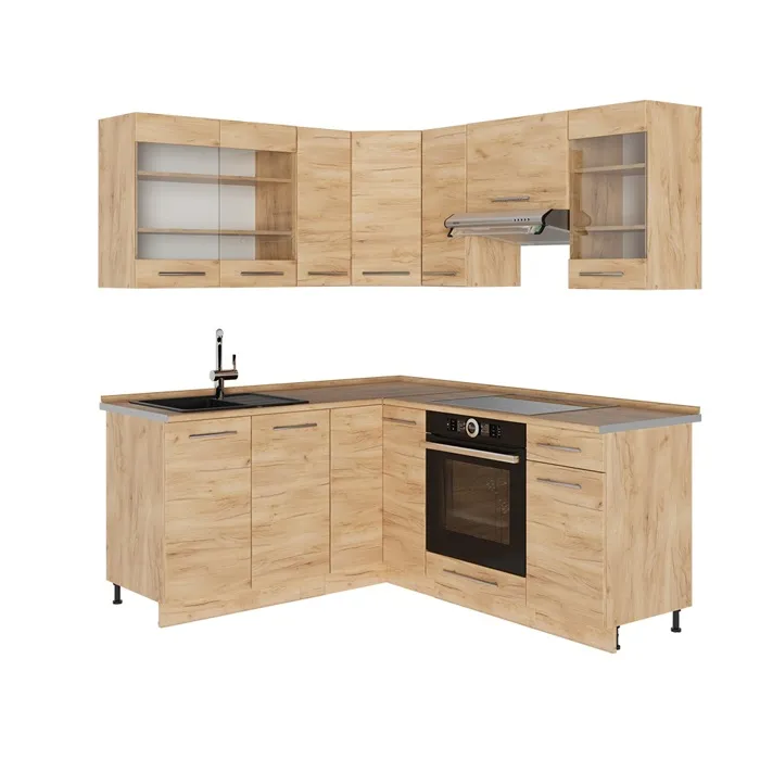 Vicco Cuisine en angle Chêne de force doré/Chêne de force doré 190 x 160 cm, PT Chêne