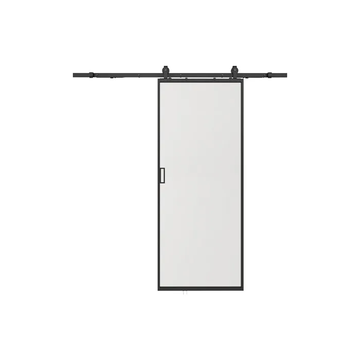 Porte coulissante avec système en applique - aluminium et verre trempé dépoli - H205 x L63 cm - LINCI II