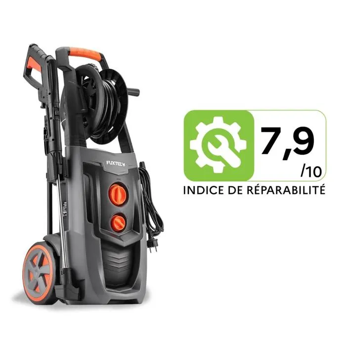 FUXTEC Nettoyeur Haute Pression FX-HDR2200 - 2200W, 170 bars, 450 L/h, buse turbo, réservoir de détergent, tuyau 8m