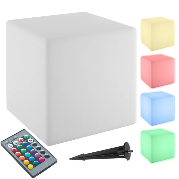 Lampe Cube Avec Ampoule Led Et Télécommande 12w 43cm Blanc