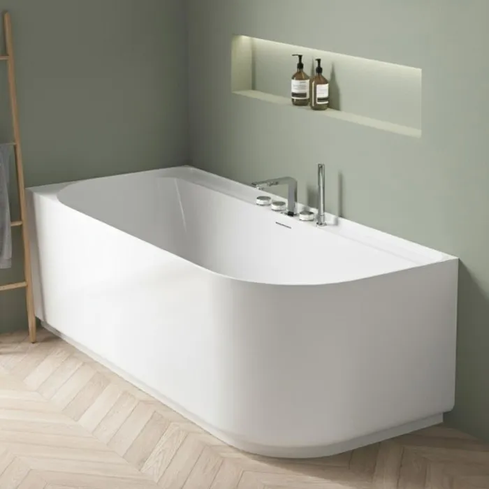 Baignoire acrylique EQUINOXE semi-îlot blanche 170cm - Angle gauche