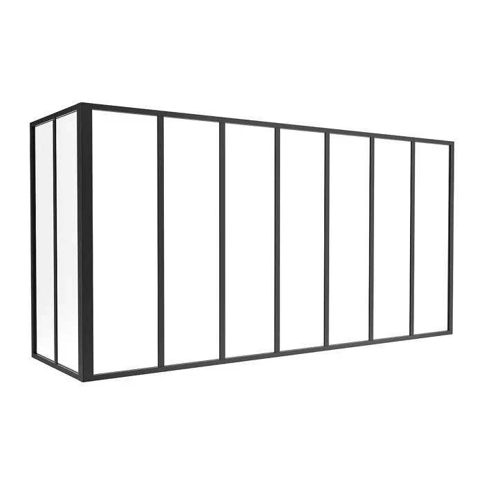 Verrière d'angle d'atelier en aluminium thermolaqué noir 210 x 60 x 105 cm (L x l x H) - BAYVIEW