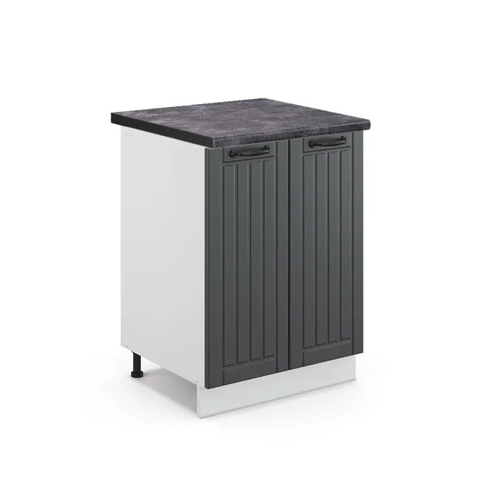 Vicco Meuble bas de cuisine Gris foncé/Blanc 60cm plan de travail Anthracite