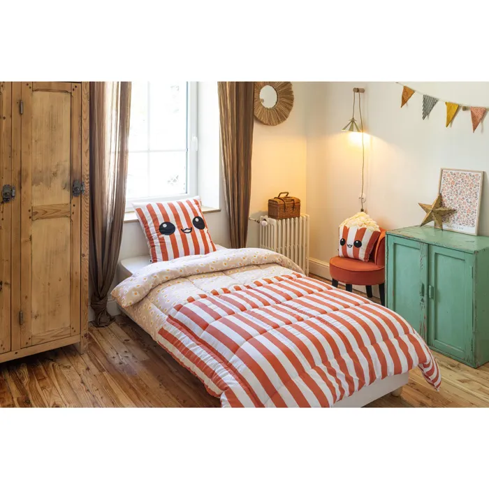 Housse de Couette 240 x 220 cm + 2 Taies d'Oreiller Coton 57 fils FRESH POPCORN