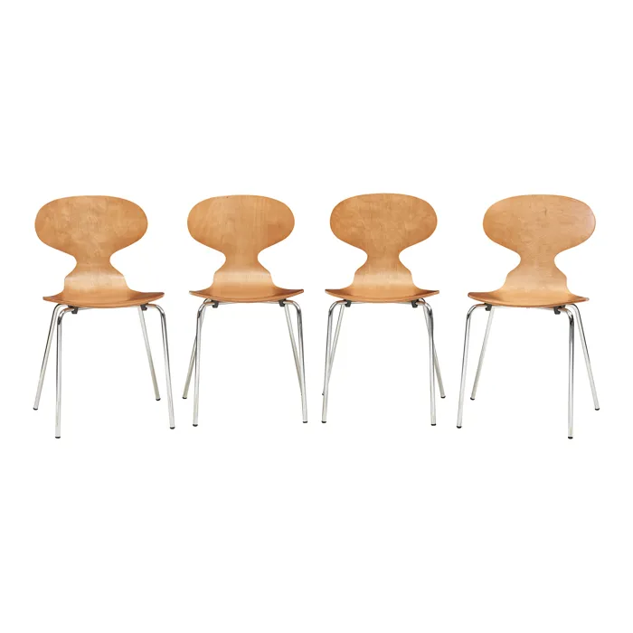 Lot de 4 chaises de salle à manger Kil effet noyer / chrome en.casa