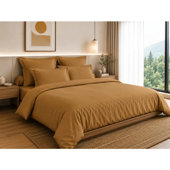 Housse de Couette 260 x 240 cm 100% Coton 57 Fils/cm² Caramel