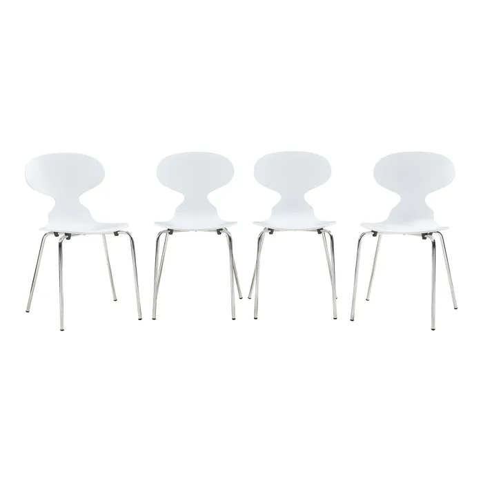 Lot de 4 chaises de salle à manger Kil blanc / chrome en.casa