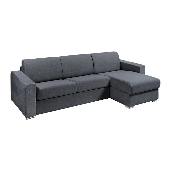 Canapé d'angle réversible convertible express en tissu texturé gris anthracite - Couchage lattes larges 140 cm - Matelas 18 cm -