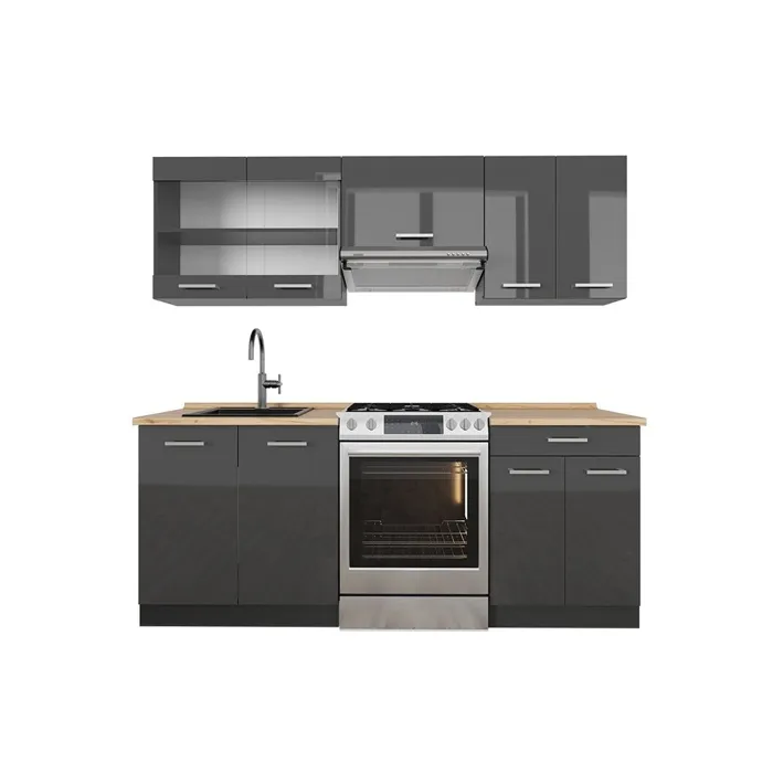 Vicco Cuisine Anthracite brillant/anthracite 200cm sans PT