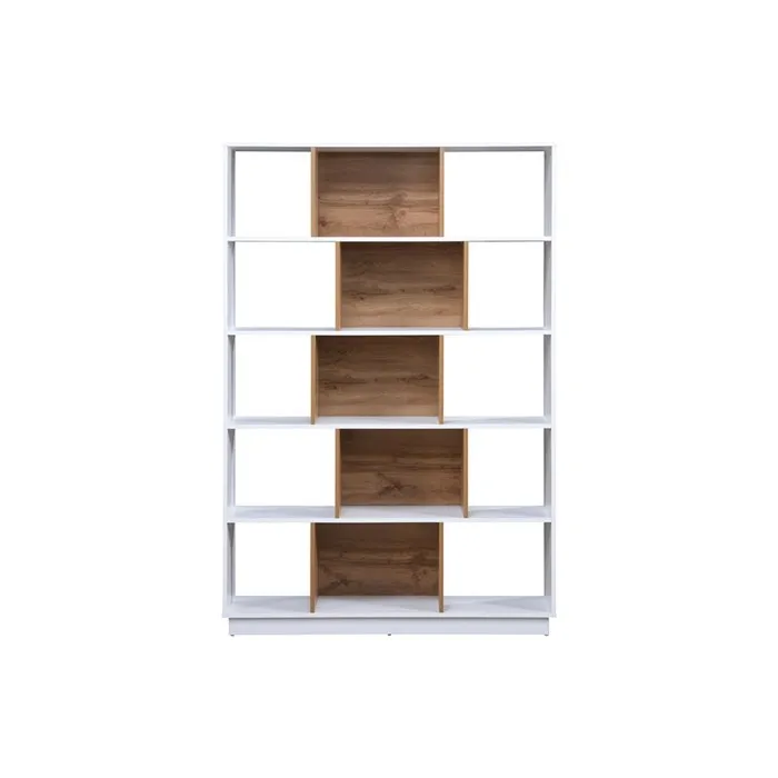 Bibliothèque avec 15 niches - Blanc et Naturel - DALENOR
