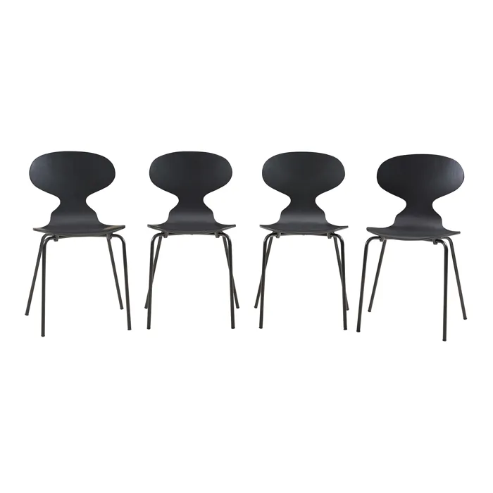 Lot de 4 chaises de salle à manger Kil noir en.casa