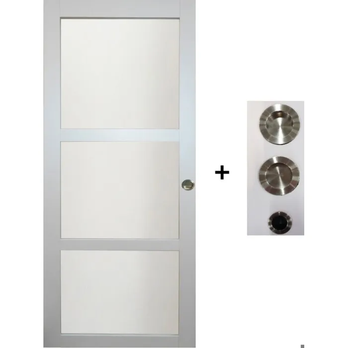 Porte Coulissante Greyria Gris Clair Vitrée H204 X L93 Cm, Coquilles, Tire Doigt Gd Menuiseries