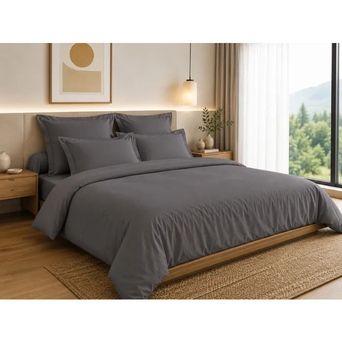 Housse de Couette 260 x 240 cm 100% Coton 57 Fils/cm² Ardoise