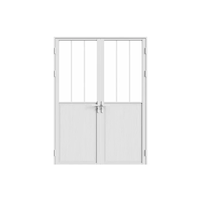 Bloc porte réversible à deux battants en aluminium et verre trempé style atelier - 2 x H204 x L73 cm - Blanc - ERMELO