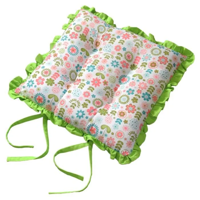 Galette De Chaise Réversible - Fleurs Et Rayures - 40x40cm - Homescapes
