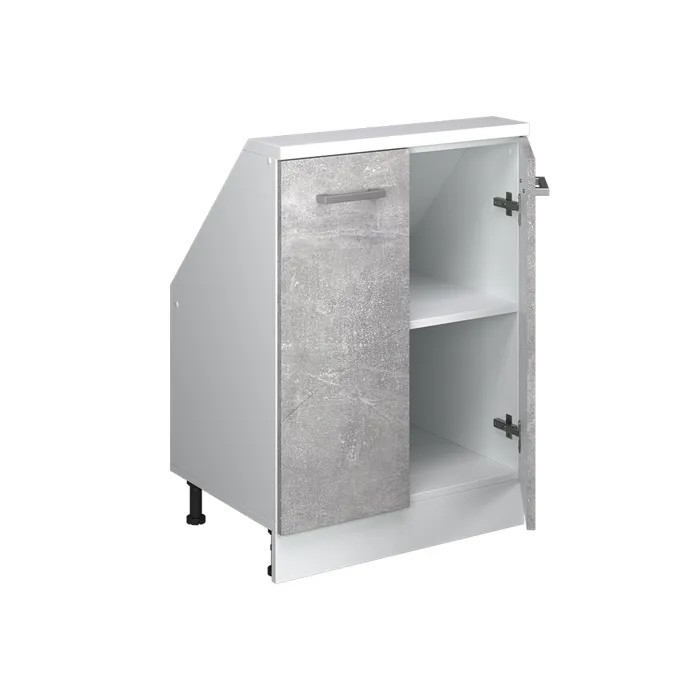 Vicco Meuble de rangement sous pente Béton/blanc avec 2 portes