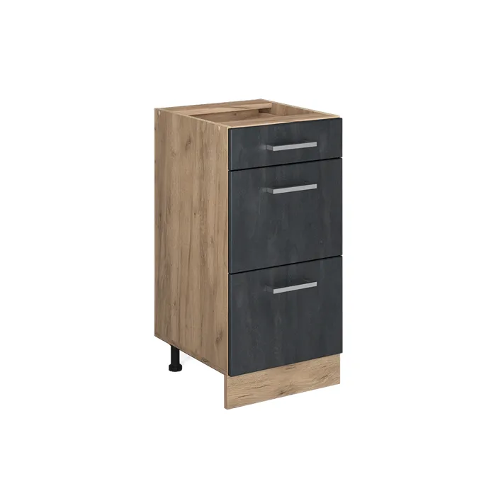 Vicco Meuble cuisine Béton noir/Chêne doré 40cm avec tiroirs sans plan de travail