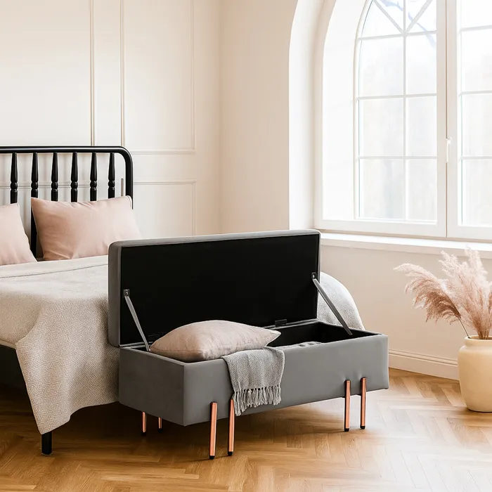 Banc de rangement Dals 118 x 40 x 42 cm gris en.casa