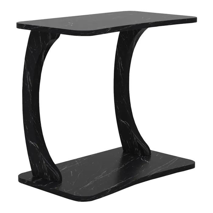 Table d'appoint Stattela à roulettes effet marbre noir en.casa