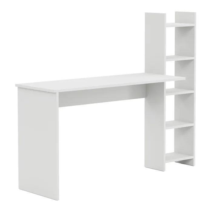 Bureau Chagtuniejle avec étagère 150 x 45 x 120 cm blanc en.casa