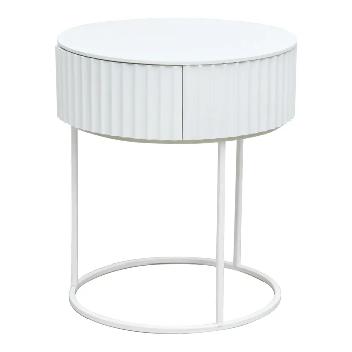 Table d'appoint Rill avec tiroir 46 x 40 cm blanc en.casa