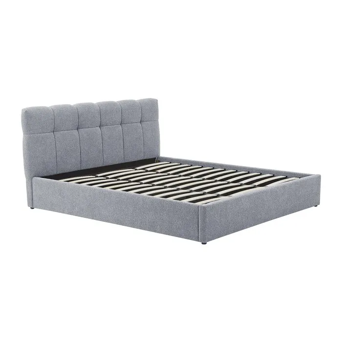 Lit coffre 180 x 200 cm - Tissu bouclette - Gris - MAZIRI