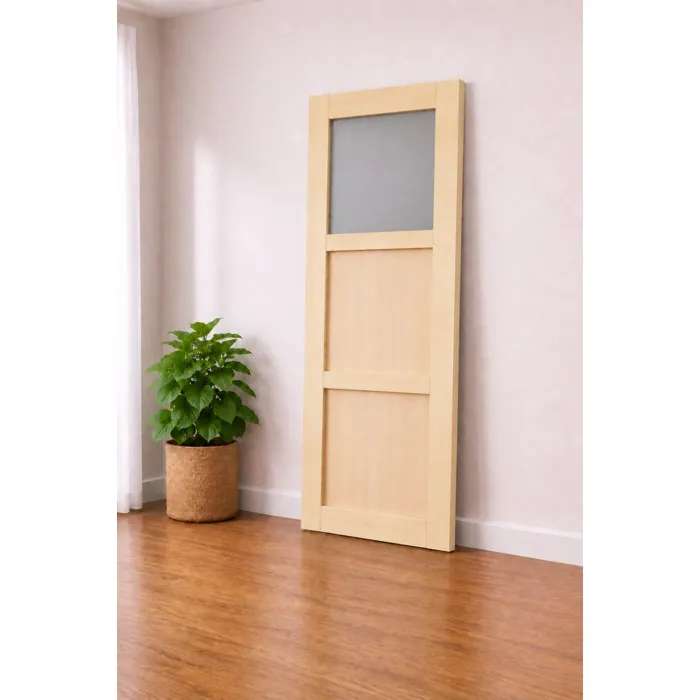 Porte Coulissante Bois Ayous 2 Panneaux, 1 Vitrage H204 X L73 Cm Gd Menuiseries