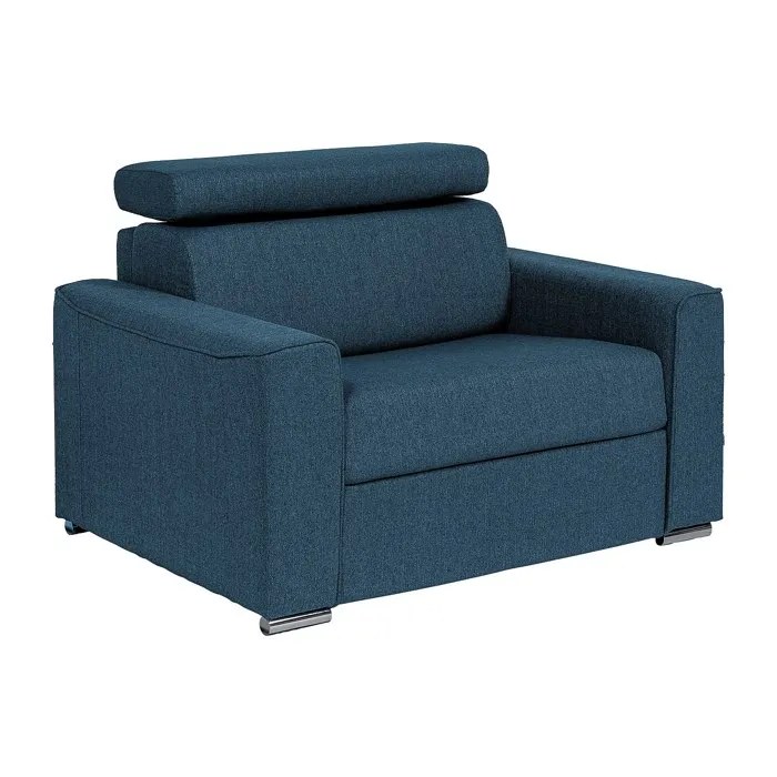 Fauteuil convertible express en tissu bleu - Couchage 70 cm - Matelas 14 cm - VIZIR