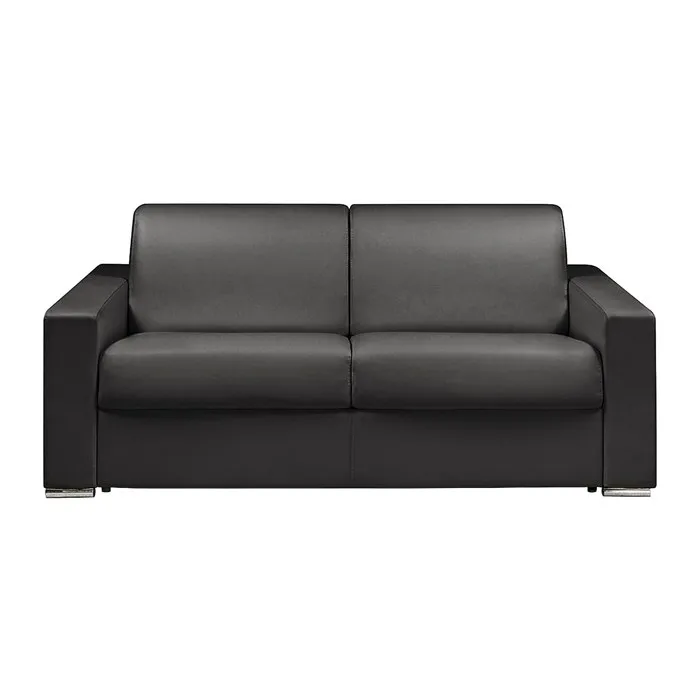 Canapé 3 places convertible express en simili noir - Couchage 140 cm - Matelas 14 cm CALITO
