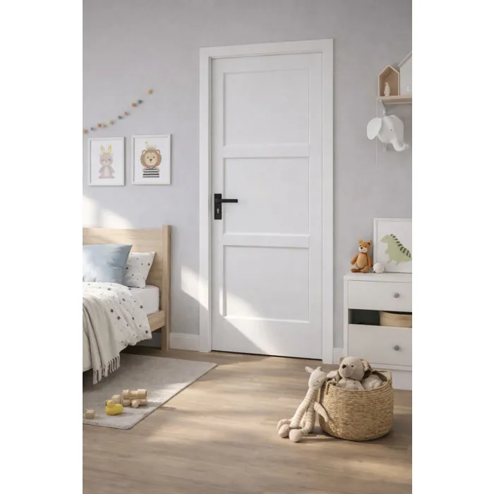 Bloc Porte Korya Blanc 3 Panneaux H204 X L73 Cm Côte Tableau P.droit,poignee Gd Menuiseries