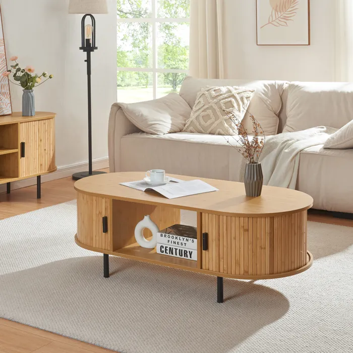 Table basse Tvedestrand 120 x 55 x 40 cm naturel noir en.casa