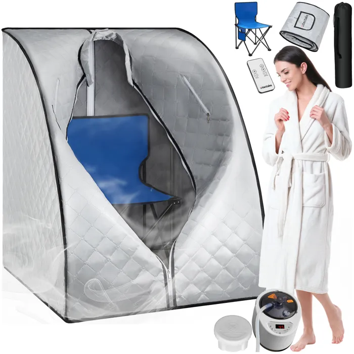 Sauna à vapeur portable générateur de vapeur de 2 L et 1000 W gris/bleu