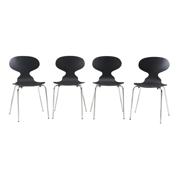 Lot de 4 chaises de salle à manger Kil noir / chrome en.casa