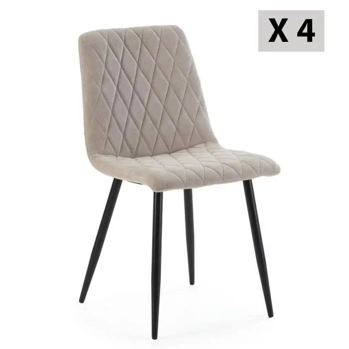 Pack 4 Chaises Abril Recouvertes De Tissu Beige