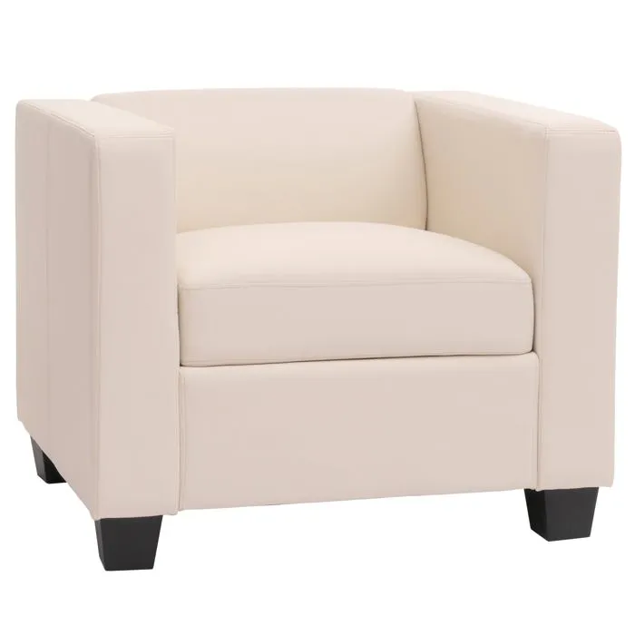 Fauteuil Lounge Relax Design Moderne Avec Accoudoirs Assise Rembourrée Confortable En Similicuir Blanc 04_0011554