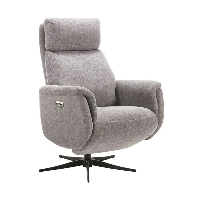 Sintra - Fauteuil Relax Electrique Tissu Gris Clair Chiné