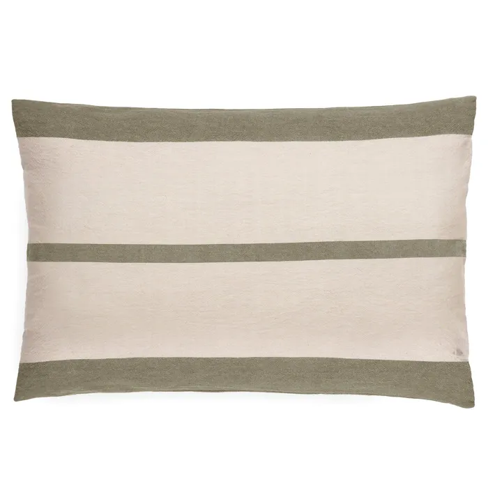 Housse De Coussin En Coton Fil Teint 55x80 Cm Cm Janis Vert Mousse
