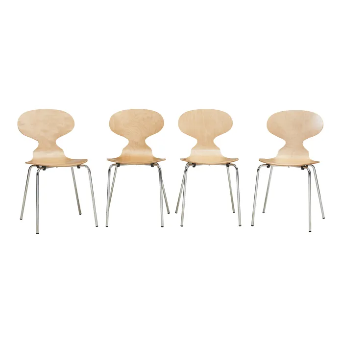 Lot de 4 chaises de salle à manger Kil naturel / chrome en.casa