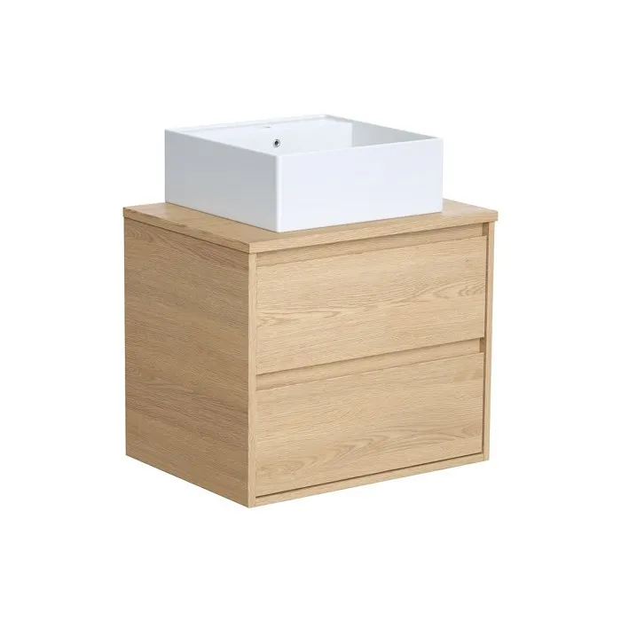 Meuble de salle de bain suspendu avec vasque à poser - Placage chêne - 60 cm - MILIPAM