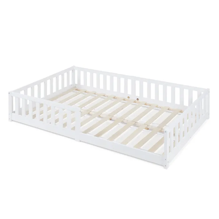 Lit enfant Tanna bois de pin 120 x 200 cm blanc en.casa