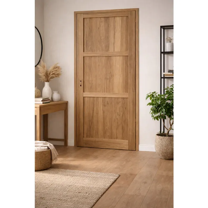 Bloc Porte Bois Frake 3 Panneaux H204 X L83 Cm Côte Tableau P.droit Gd Menuiseries