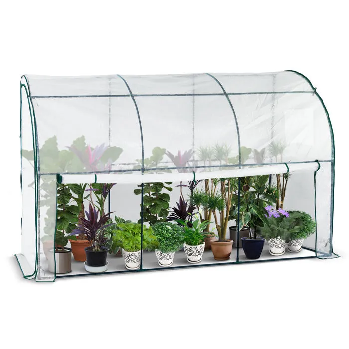 Vounot Serre De Jardin Hivernage Murale Adossee Avec Bache Pe 300x100x180cm Blanc