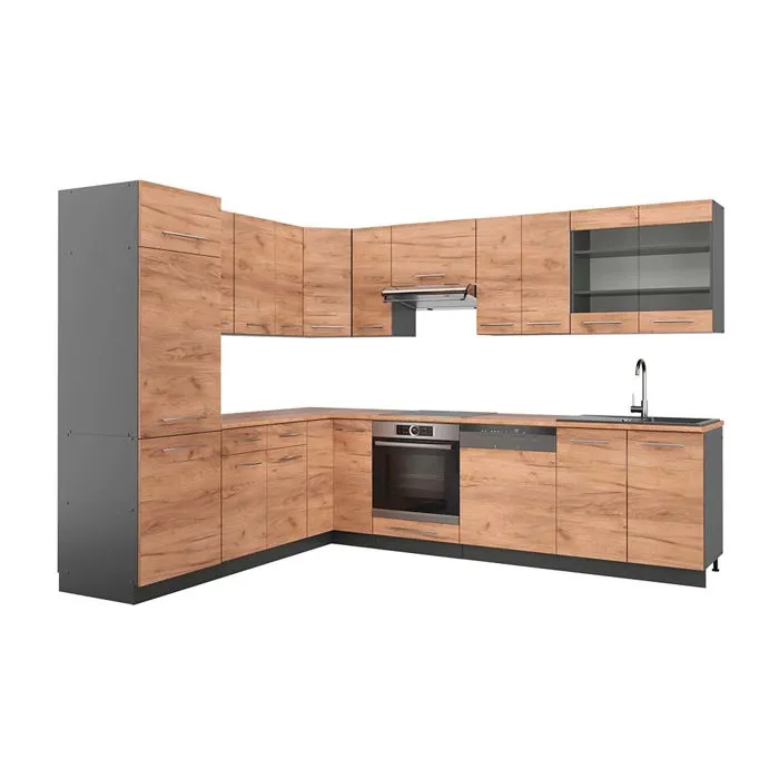 Vicco Cuisine en angle Chêne de force doré/Anthracite 287 x 227 cm, PT Chêne