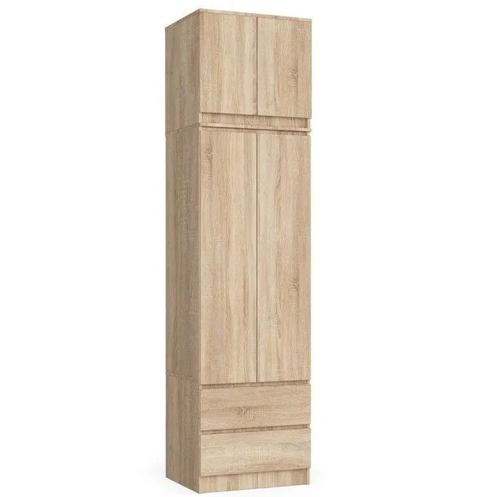 Armoire Avec Surmeuble Akord Star Chêne Sonoma 60 Cm 2 Portes 2 Tiroirs Façade Chêne Sonoma 3 Étagères 60x51x234 Cm
