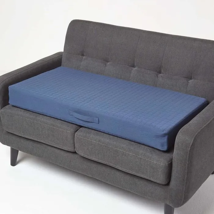 Coussin D'assise Déhoussable Pour Canapé 2 Places En Coton, Bleu Marine - Homescapes