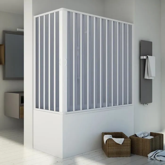 Pare baignoire 70x150CM H150 en Plastique pvc modèle Santorini avec l'ouverture centrale