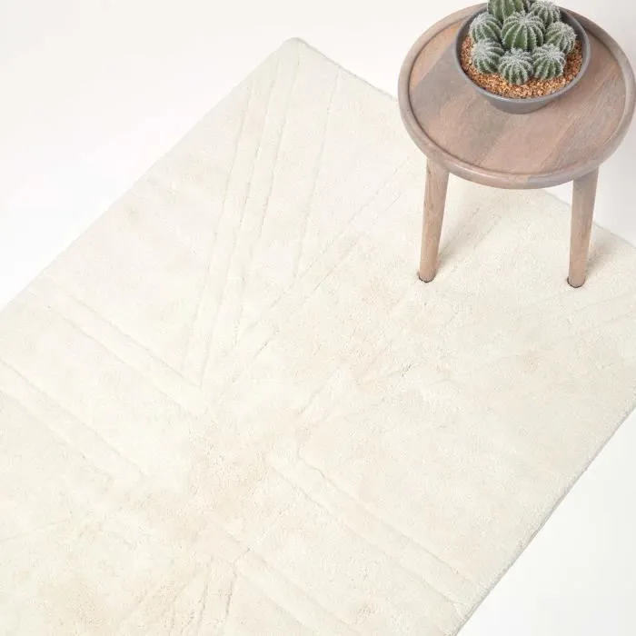 Tapis Union Jack Tufté Uni Ivoire 90x150cm - Homescapes