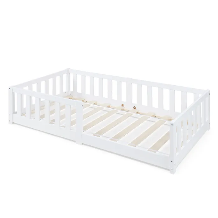 Lit enfant Tanna bois de pin 80 x 160 cm blanc en.casa
