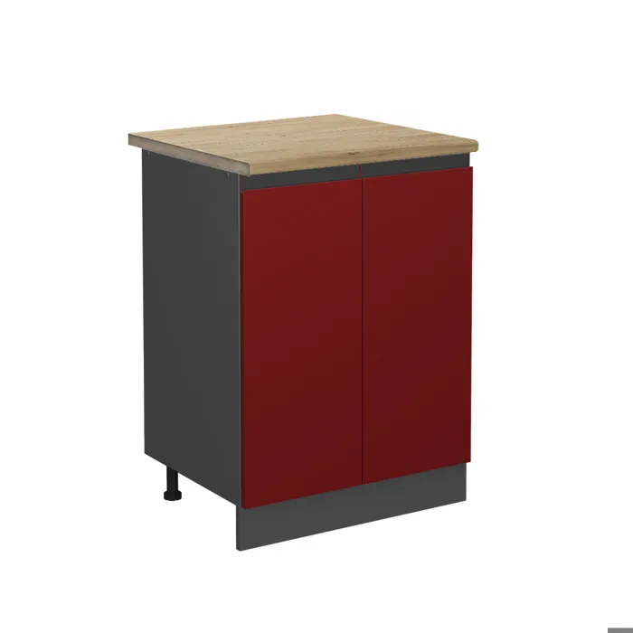 Vicco Meuble bas de cuisine Rouge/Anthracite 60cm plan de travail Chêne doré