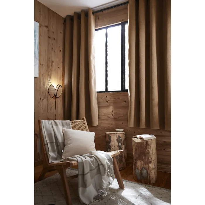 Lot de 2 Rideaux Ultra Occultants Doublés Polaire Bjorn Camel 140 x 180 cm